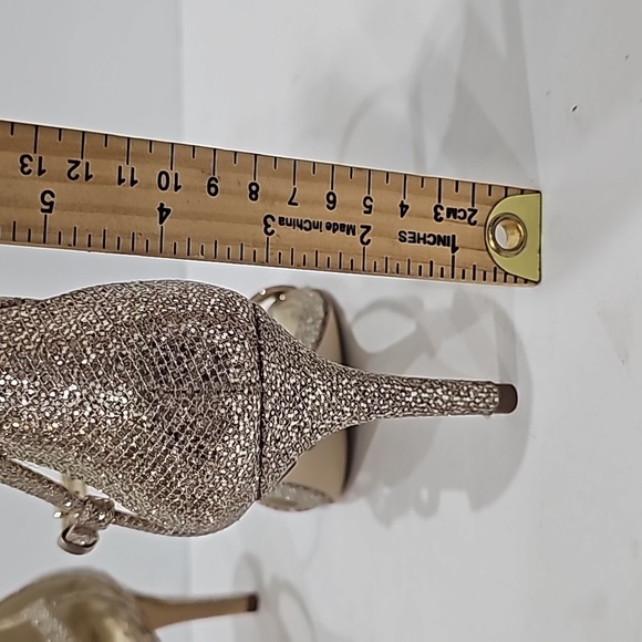 Michael Kors gold glitter high heels sandles size 9.5 party evening - Picture 13 of 14